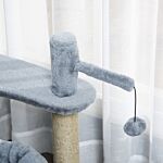 Pawhut Cat Tree Tower Kitten Activity Center Scratching Post With Condo Bed Scratcher Perch Ball Toy Grey