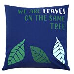 Printed Cotton Cushion Cover - We Are Leaves - Yellow, Blue And Natural