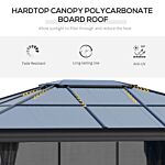 Outsunny 4 X 3.6m Hardtop Gazebo With Uv Resistant Polycarbonate Roof & Aluminium Frame, Garden Pavilion With Mosquito Netting And Curtains