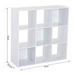 Homcom Wooden 9 Cube Storage Unit W/3 Tier Shelves Organiser Display Rack Living Room Bedroom Furniture - White