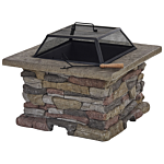 Fire Pit Heater Grey Black Mesh Cover Square Outdoor Beliani