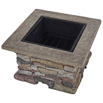 Fire Pit Heater Grey Black Mesh Cover Square Outdoor Beliani