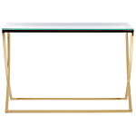 Glass Top Console Table Gold Stainless Steel Frame Glamour Style Chic Gloss Finish Beliani