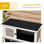 Pawhut Wooden Rabbit Hutch Guinea Pig Hutch Bunny Cage Garden Built In Tray Openable Asphalt Roof Small Animal House 84 X 43 X 70 Cm Brown