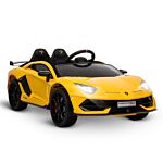 Homcom Compatible 12v Battery-powered Kids Electric Ride On Car Lamborghini Aventador Sports Racing Car Toy With Parental Remote Control Lights Yellow