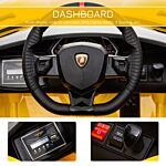 Homcom Compatible 12v Battery-powered Kids Electric Ride On Car Lamborghini Aventador Sports Racing Car Toy With Parental Remote Control Lights Yellow