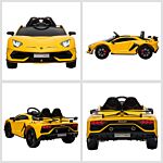 Homcom Compatible 12v Battery-powered Kids Electric Ride On Car Lamborghini Aventador Sports Racing Car Toy With Parental Remote Control Lights Yellow