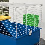 Pawhut Chinchillas Small Rabbit Guinea Pig Small Animal Cage, Pet Playhouse, With Platform, Ramp, 71 X 46 X 47cm, Blue