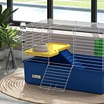 Pawhut Chinchillas Small Rabbit Guinea Pig Small Animal Cage, Pet Playhouse, With Platform, Ramp, 71 X 46 X 47cm, Blue