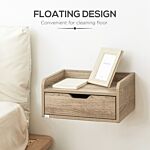 Homcom Floating Bedside Cabinet With Drawer, Wall Mounted Nightstands, Modern Bedside Table With Storage For Bedroom
