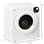 Homcom 6kg Vented Tumble Dryer, Freestanding, Wall Mounted, Stackable, Portable Dryer With 7 Programmers, White