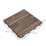 Outsunny 27 Pcs Solid Wood Interlocking Decking Tiles For Patio, Balcony, Roof Terrace, Hot Tub, Black, (30 X 30 Cm Per Piece)