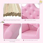 Homcom Children Kids Sofa Set Armchair Chair Seat With Free Footstool Pu Leather Pink