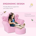 Homcom Children Kids Sofa Set Armchair Chair Seat With Free Footstool Pu Leather Pink