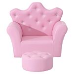 Homcom Children Kids Sofa Set Armchair Chair Seat With Free Footstool Pu Leather Pink