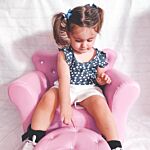 Homcom Children Kids Sofa Set Armchair Chair Seat With Free Footstool Pu Leather Pink