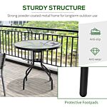 Outsunny Garden Table Outdoor Round Dining Coffee Table With Parasol Hole, Tempered Glass Top Side Table - 80cm Diameter