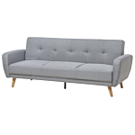 Living Room Set Grey Fabric 3 + 2 + 1 Seater Footstool Sleeper Function Retro Beliani