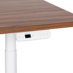 Electrically Adjustable Desk Dark Wood Tabletop White Steel Frame 180 X 72 Cm Sit And Stand Round Feet Modern Design Beliani