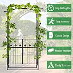 Outsunny Metal Frame Outdoor Garden Entrance Arch W/ Gate Black