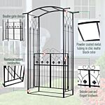 Outsunny Metal Frame Outdoor Garden Entrance Arch W/ Gate Black