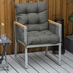 Outsunny Garden Back Chair Cushion, Comfortable Patio Seat Cushion Pad With Backrest For Outdoor & Indoor Use, Light Grey