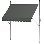 Outsunny 2.5 X 1.2m Retractable Awning, Free Standing Patio Sun Shade Shelter, Uv Resistant, For Window And Door, Dark Grey