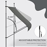 Outsunny 2.5 X 1.2m Retractable Awning, Free Standing Patio Sun Shade Shelter, Uv Resistant, For Window And Door, Dark Grey