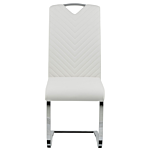 Set Of 2 Dining Chairs Off-white Faux Leather Upholstered Seat High Back Cantilever Conference Room Modern Beliani