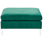 Right Hand Modular Corner Sofa Green Velvet 5 Seater With Ottoman L-shaped Silver Metal Legs Glamour Style Beliani