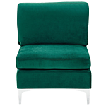 Right Hand Modular Corner Sofa Green Velvet 5 Seater With Ottoman L-shaped Silver Metal Legs Glamour Style Beliani