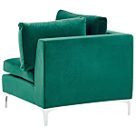 Right Hand Modular Corner Sofa Green Velvet 5 Seater With Ottoman L-shaped Silver Metal Legs Glamour Style Beliani