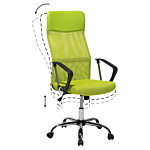 Executive Office Chair Green Mesh And Faux Leather Gas Lift Height Adjustable Full Swivel And Tilt Beliani