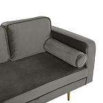 Chaise Lounge Taupe Velvet Upholstered Right Hand Orientation Metal Legs Bolster Pillow Modern Design Beliani