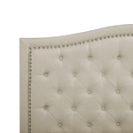Slatted Bed Frame Beige Polyester Fabric Upholstered Tufted Headrest Nailhead Trim 6ft Eu Super King Size Glam Design Beliani