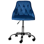 Office Swivel Chair Cobalt Blue Velvet Height Adjustable Button Back Beliani