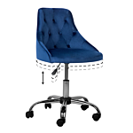 Office Swivel Chair Cobalt Blue Velvet Height Adjustable Button Back Beliani