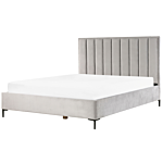 Bed Frame Light Grey Velvet Eu Super King Size 6ft With Ottoman Storage Padded Headboard Black Metal Legs Beliani