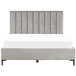 Bed Frame Light Grey Velvet Eu Super King Size 6ft With Ottoman Storage Padded Headboard Black Metal Legs Beliani