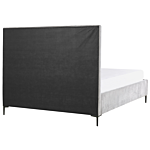 Bed Frame Light Grey Velvet Eu Super King Size 6ft With Ottoman Storage Padded Headboard Black Metal Legs Beliani