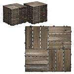 Outsunny 27 Pcs Wooden Interlocking Decking Tiles, Outdoor Flooring Tiles For Patio, Balcony, Terrace, Hot Tub, 30 X 30 Cm Per Piece, Charcoal Grey