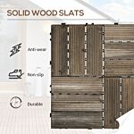 Outsunny 27 Pcs Wooden Interlocking Decking Tiles, Outdoor Flooring Tiles For Patio, Balcony, Terrace, Hot Tub, 30 X 30 Cm Per Piece, Charcoal Grey