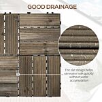 Outsunny 27 Pcs Wooden Interlocking Decking Tiles, Outdoor Flooring Tiles For Patio, Balcony, Terrace, Hot Tub, 30 X 30 Cm Per Piece, Charcoal Grey