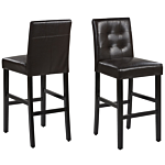 Set Of 2 Bar Stools Brown Faux Leather Upholstery Light Wood Legs Retro Style Beliani