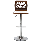 Bar Stool Dark Wood With White Faux Leather Seat Footstool Swivel Gas Lift Adjustable Height Modern Beliani