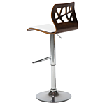 Bar Stool Dark Wood With White Faux Leather Seat Footstool Swivel Gas Lift Adjustable Height Modern Beliani