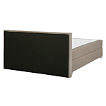 Eu Super King Divan Bed Beige Velvet Upholstered 6ft Frame With Headrest And Mattress Beliani