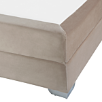 Eu Super King Divan Bed Beige Velvet Upholstered 6ft Frame With Headrest And Mattress Beliani