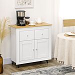 Homcom Sideboard Cabinet, Modern Kitchen Cupboard With Double Doors And Drawers For Dining Room, Living Room And Entryway, White