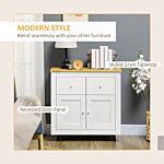 Homcom Sideboard Cabinet, Modern Kitchen Cupboard With Double Doors And Drawers For Dining Room, Living Room And Entryway, White